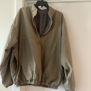 Checkered three-quarter Zip-Up Reversible men’s windbreaker.